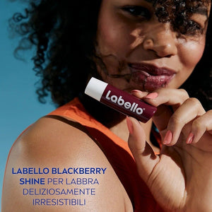 Labello Blackberry Shine Lip Balm stick with shea butter for soft lips