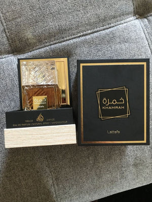 Lattafa Khamrah Unisex Perfume 100ml bottle with luxury packaging