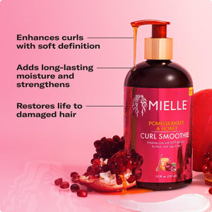 Mielle Curl Smoothie, Pomegranate & Honey 355ml, enhancing curl definition and shine.
