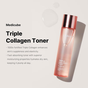 Triple Collagen Toner by Medicube – 140ml Korean skincare product