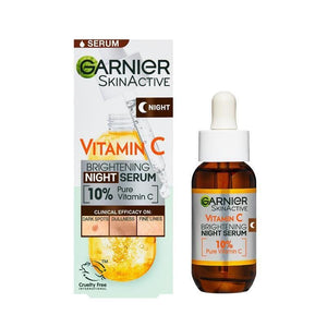 Garnier Anti Dark Spot Night Serum 10% Pure Vitamin C and Hyaluronic Acid 30ml available in Pakistan – brightens and smooths skin