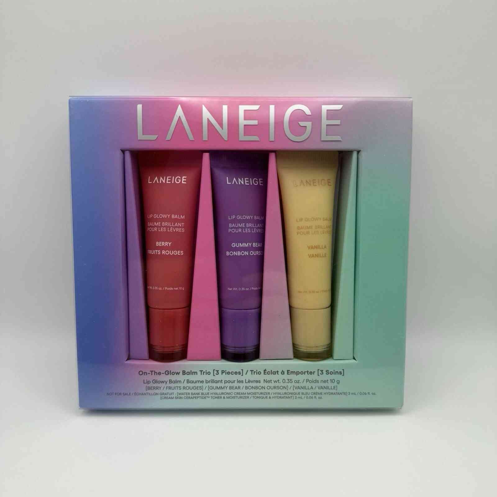 Laneige lip Glowy balm full size 3 piece gift box set