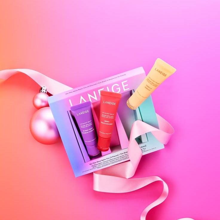 Laneige lip Glowy balm full size trio set box