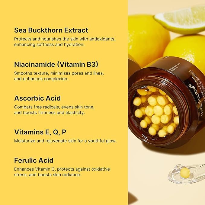 Medicube Golden Capsule Cream with Vitamin C for anti-aging.