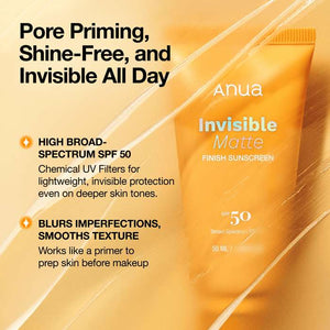anua invisible matte finish sunscreen ingredients